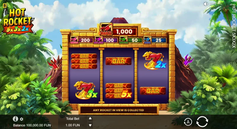 Hot Rocket 5x 3x 2x - rotire de bază cu multiplicatori overlay pe role